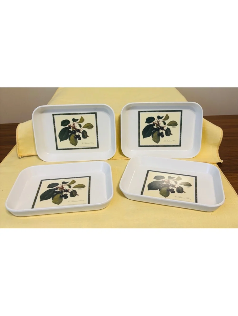 Pimpernel 1990’s Vintage Set of 4 Mini Snack Trays Botanical William Hooker Art